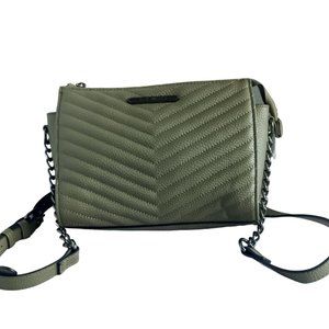 Steve Madden Blexi Shoulder Bag Olive Army Green Chevron Quilted Bag